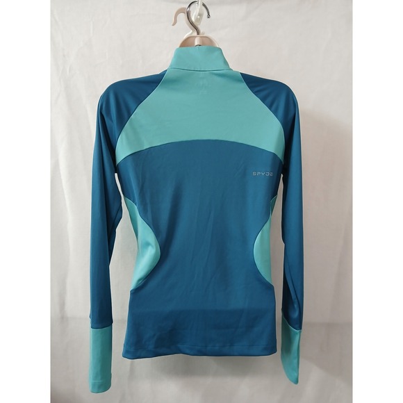 Spyder Women M 1/4 Zip Pullover Teal Aqua Blue Long Sleeve Base Layer Top Henley - Picture 3 of 8